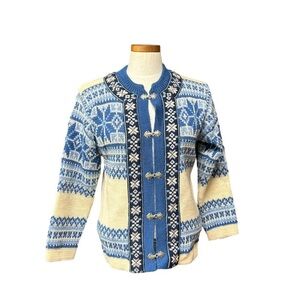 Nordstrikk Norwegian Penny Hill Virgin Wool clasp cardigan medium fair isle